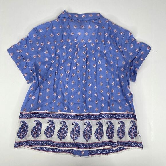 Banana Republic Button Down Shirt Boho Coastal Collar Womens Blue Size XSP NWT - Picture 3 of 7